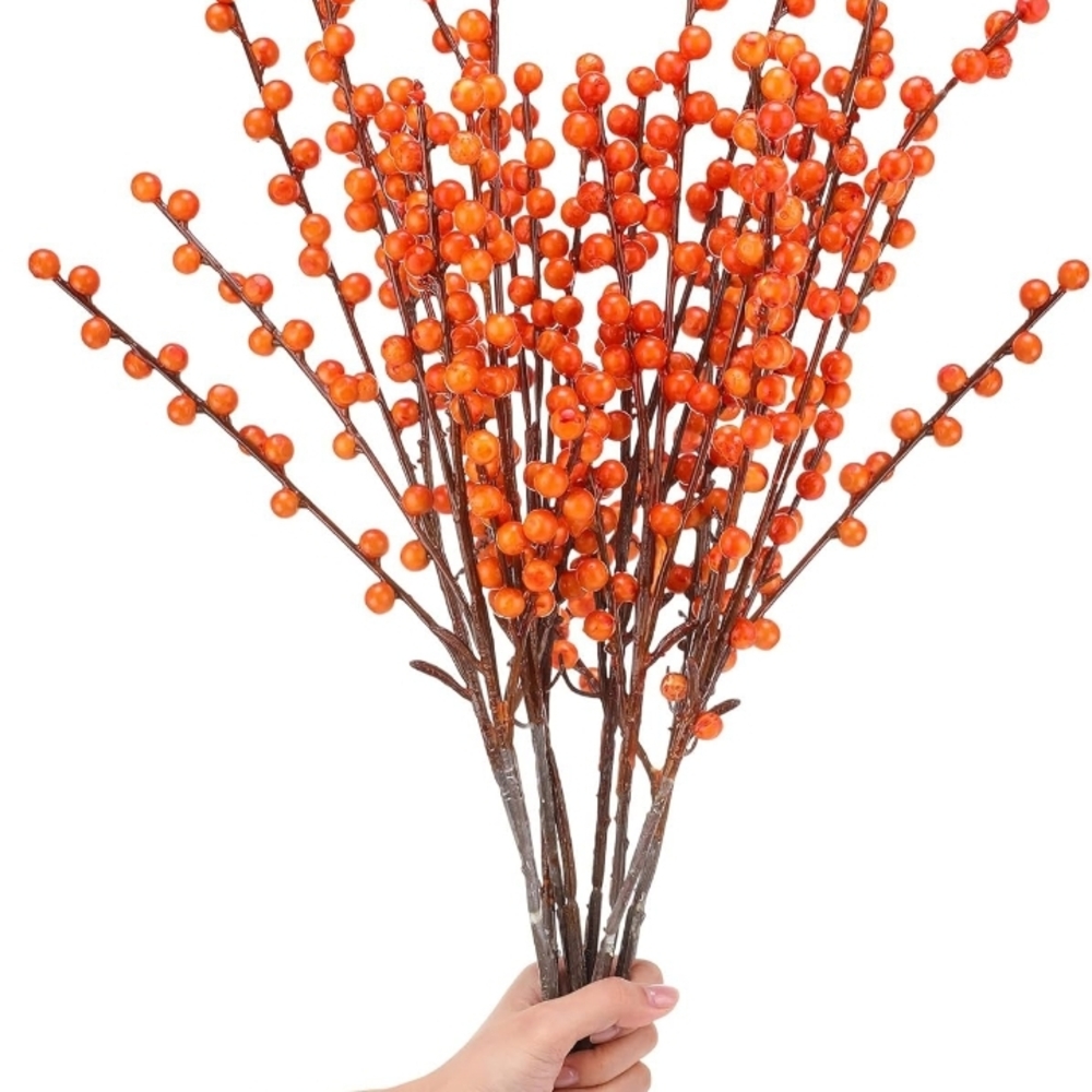 6 Orange Berry Branches